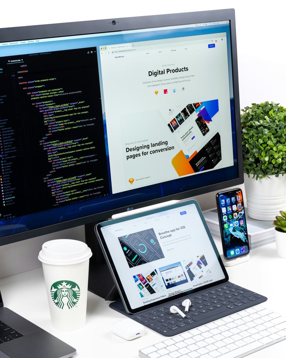 Developer writing code for a business application